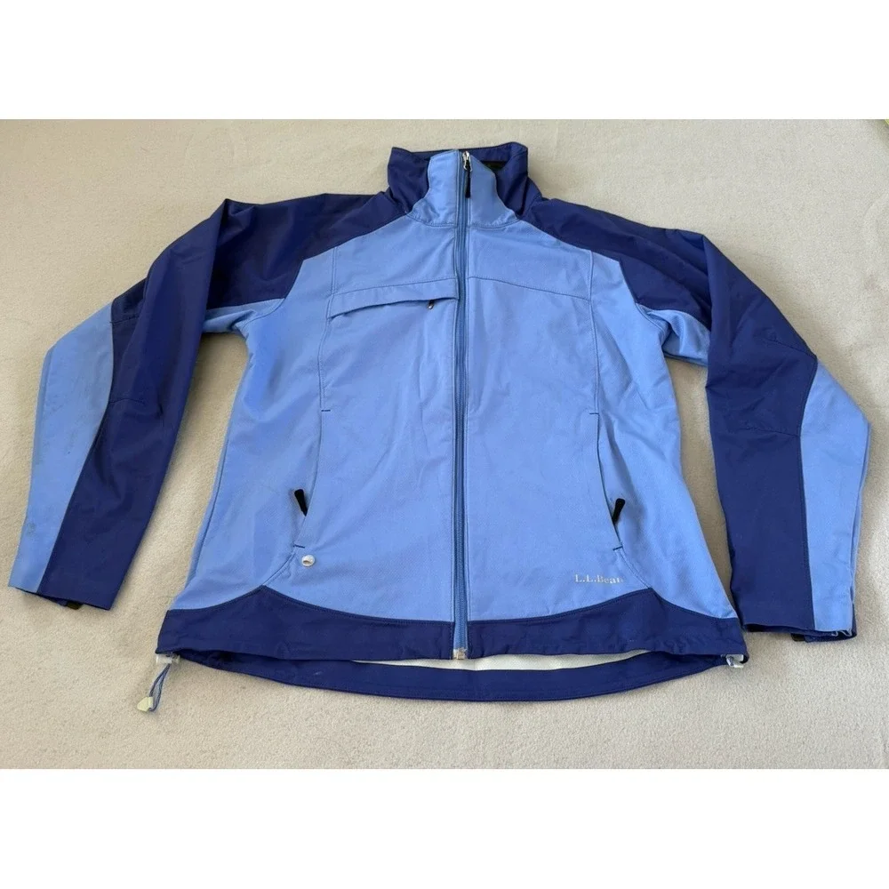 LL Bean Rain Shell Jacket Women's Sz M Blue Color block - Picture 3 of 16